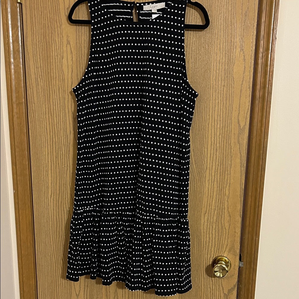 LOFT Black Dress with White Dots